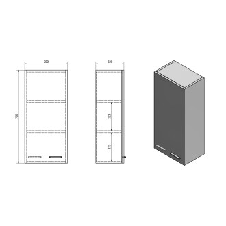 ZOJA/KERAMIA FRESH horní skříňka 35x76x23cm, dub platin 50336
