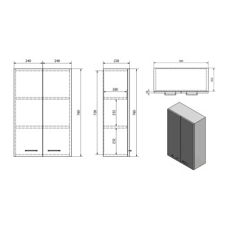 ZOJA/KERAMIA FRESH skříňka horní 50x76x23cm, dub platin 51304