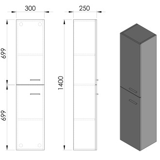 ZOJA/KERAMIA FRESH skříňka vysoká 30x140x20cm, dub platin 51157