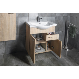 KERAMIA FRESH umyvadlová skříňka, 1 zásuvka, 60,6x74x34cm, dub platin 50066