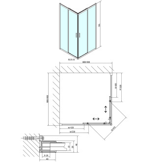 EASY čtvercová sprchová zástěna 900x900mm, čiré sklo EL5115