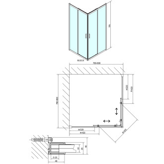 EASY čtvercová sprchová zástěna 800x800mm, čiré sklo EL5215