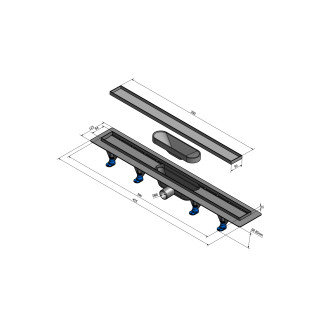 TILE podlahový žlab s nerezovým roštem pro dlažbu, L-455mm, DN40 72836
