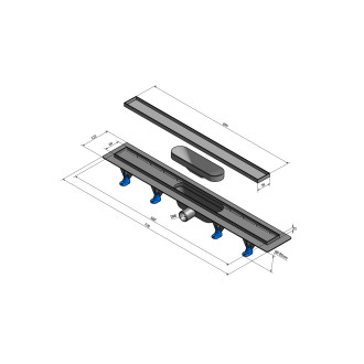 TILE podlahový žlab s nerezovým roštem pro dlažbu, L-720mm, DN40 72837