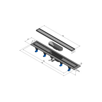 TILE podlahový žlab s nerezovým roštem pro dlažbu, L-920mm, DN40 72839