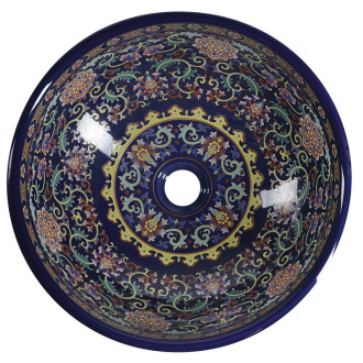 PRIORI keramické umyvadlo na desku, ? 41 cm, fialová s ornamenty PI022