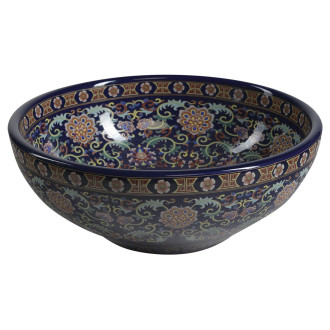 PRIORI keramické umyvadlo na desku, ? 41 cm, fialová s ornamenty PI022