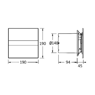E-150 GT koupelnový ventilátor axiální s časovačem, 21W, potrubí 150mm, bílá 902100