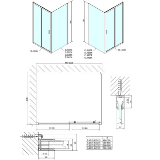 EASY obdélníkový sprchový kout 1000x800mm, čiré sklo L/P varianta EL1015EL3215