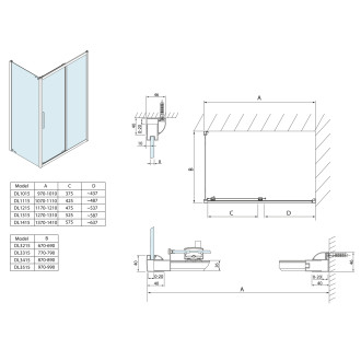LUCIS LINE obdélníkový sprchový kout 1100x800mm L/P varianta DL1115DL3315