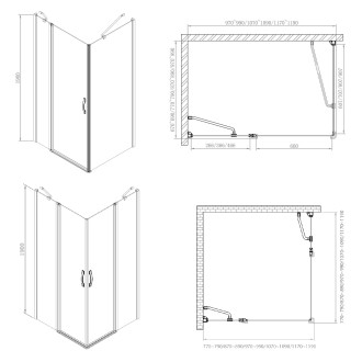 One čtvercový sprchový kout 1100x1100mm, rohový vstup GO4811GO4811