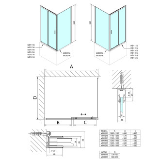DEEP obdélníkový sprchový kout 1200x750mm L/P varianta, čiré sklo MD1216MD3116