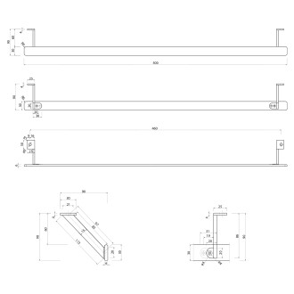PURA čelní držák ručníků 60cm, chrom PAPR60