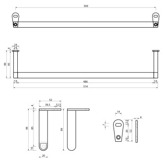CLASSIC čelní držák ručníků 60cm, chrom PACL60