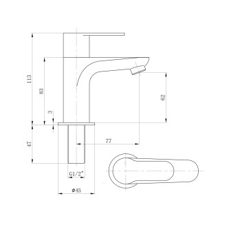 SMALL stojánkový umyvadlový ventil, 113mm, chrom SM23