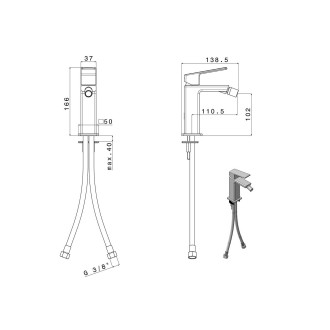 NOTOS stojánková bidetová baterie bez výpusti, chrom NN003