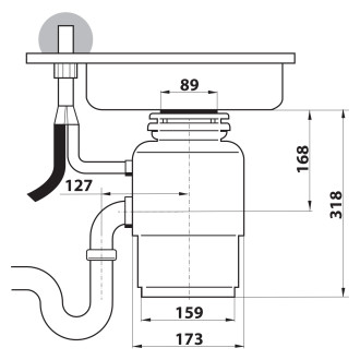 IN SINK dřezový drtič kuchyňského odpadu, 230V, 380W, pneu. spínač MODEL56