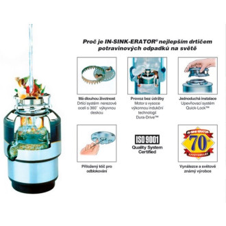 IN SINK dřezový drtič kuchyňského odpadu, 230V, 380W, pneu. spínač MODEL56