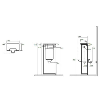 WALDORF urinál na postavení se zakrytým přívodem vody 44x124,5 včetně sifonu, bílá 413101