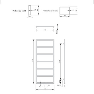 DENALI otopné těleso 550x1336 mm, stříbrná strukturální DN613SS