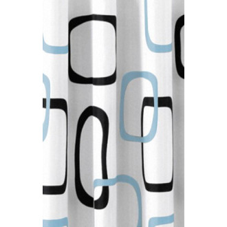 Sprchový závěs 180x200cm, polyester, bílá/černá/modrá ZP004