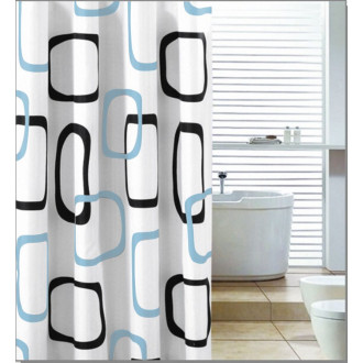 Sprchový závěs 180x200cm, polyester, bílá/černá/modrá ZP004