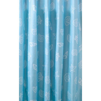 Sprchový závěs 180x200cm, polyester, modrá, mušle ZP006