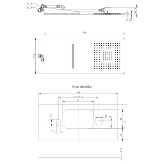 SLIM nástěnná hlavová sprcha s kaskádou 220x500, nerez lesk MS746