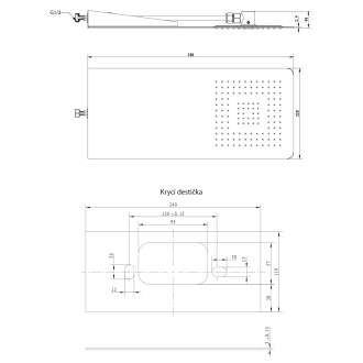 SLIM nástěnná hlavová sprcha 220x500mm, nerez lesk MS733