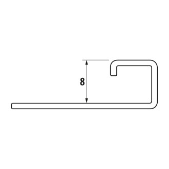 Lišta k obkladům H, L250cm, 8mm, nerez pololesk RN801