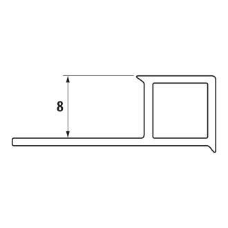 Lišta k obkladům H, L250cm, 8mm, matný eloxovaný hliník RA008