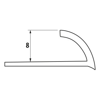 Lišta k obkladům O, L250cm, 8mm, matný eloxovaný hliník PO128