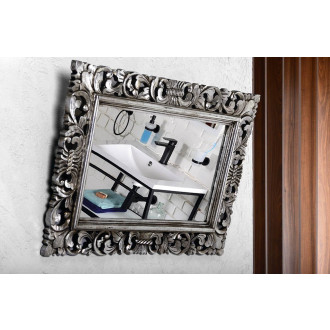 SAMBLUNG zrcadlo ve vyřezávaném rámu 60x80cm, stříbrná IN115