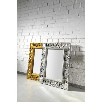 SAMBLUNG zrcadlo ve vyřezávaném rámu 60x80cm, stříbrná IN115