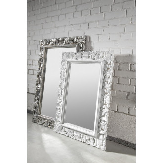 SCULE zrcadlo ve vyřezávaném rámu 70x100cm, bílá IN171