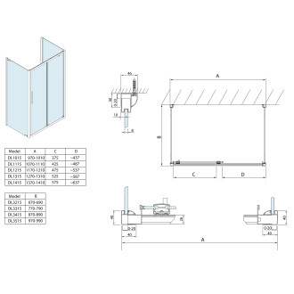 LUCIS LINE třístěnný sprchový kout 1100x700x700mm L/P varianta DL1115DL3215DL3215