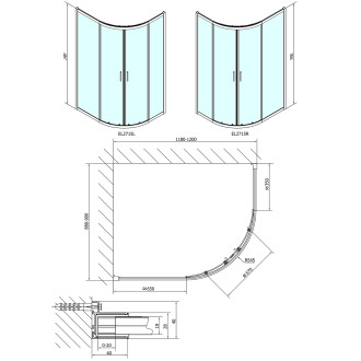 EASY čtvrtkruhová sprchová zástěna 1200x900mm, L/R, čiré sklo EL2715