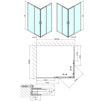 EASY obdélníková sprchová zástěna 900x800mm, čiré sklo EL5315