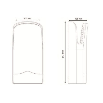 V-JET bezdotykový tryskový osoušeč rukou 220-240V, 1760W, 300x195x617mm, bílá 01303.W