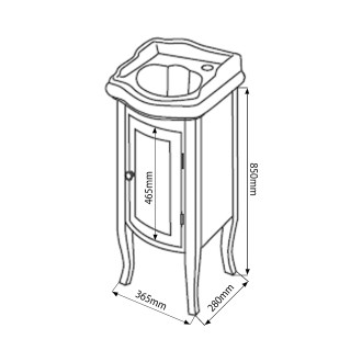 RETRO umyvadlová skříňka 36,5x85x29cm, buk 1640