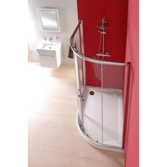 RIVA sprchová vanička z litého mramoru, čtvrtkruh 100x80cm, levá, bílá GR10080L