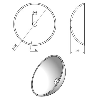 RIPPLE skleněné umyvadlo na desku ? 42 cm, čirá s motivem 2501-18