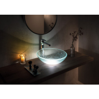 RIPPLE skleněné umyvadlo na desku ? 42 cm, čirá s motivem 2501-18
