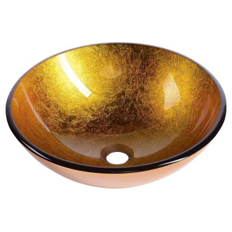 AGO skleněné umyvadlo na desku ? 42 cm, zlatě oranžová 2501-19
