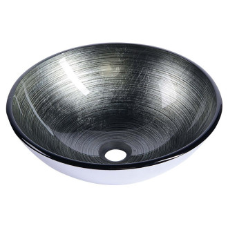 DAMAR skleněné umyvadlo na desku ? 42 cm, tmavě šedá/stříbrná 2501-20