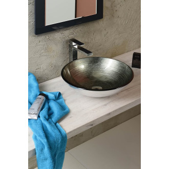 DAMAR skleněné umyvadlo na desku ? 42 cm, tmavě šedá/stříbrná 2501-20