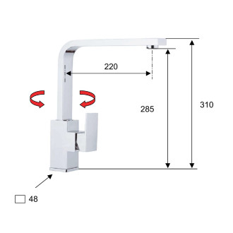 LATUS stojánková dřezová baterie s plochou hubicí, chrom 1102-15