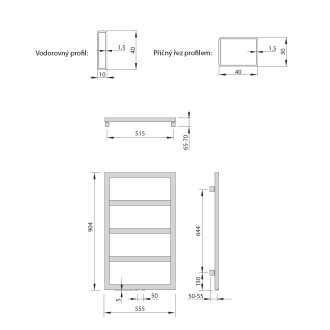 DENALI otopné těleso 550x904 mm, stříbrná strukturální DN609SS
