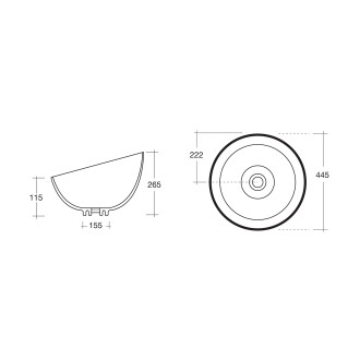 DOME OBLIQUO keramické umyvadlo na desku, ? 44,5cm, bílá WH031