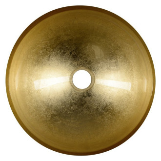 MURANO BLACK-GOLD skleněné umyvadlo na desku, průměr 40cm, černá/zlatá AL5318-77